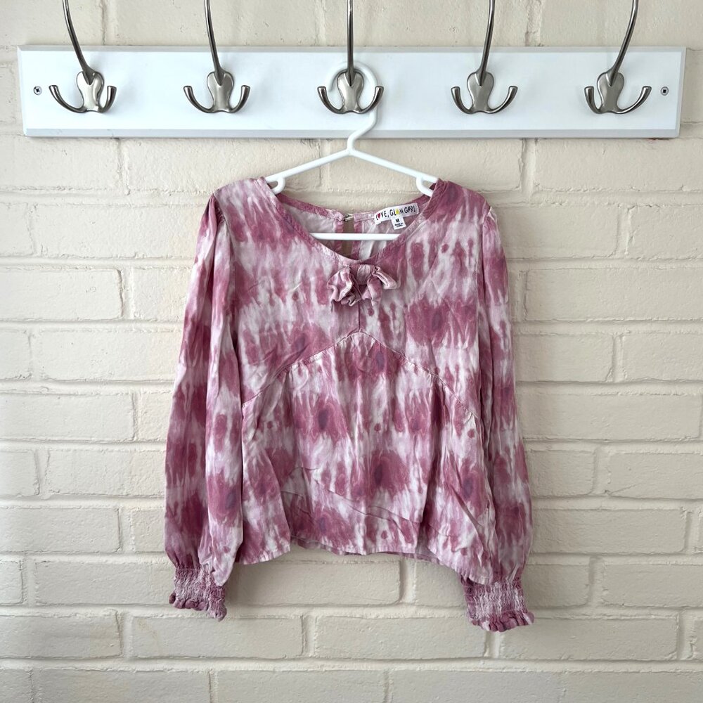 Girls Love Glam Girl Lone Sleeve Tie V Neck Blouse | Medium - Picture 7 of 7